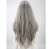 Dark Roots Silver Grey Natural Wavy Lace Front Wig - Smart Wigs Australia