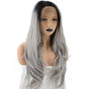 Dark Roots Silver Grey Natural Wavy Lace Front Wig - Smart Wigs Sydney